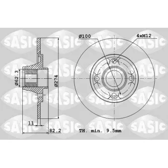 Jeu de 2 disques de frein arrière SASIC 6104013