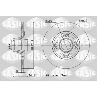 Jeu de 2 disques de frein arrière SASIC 6104015