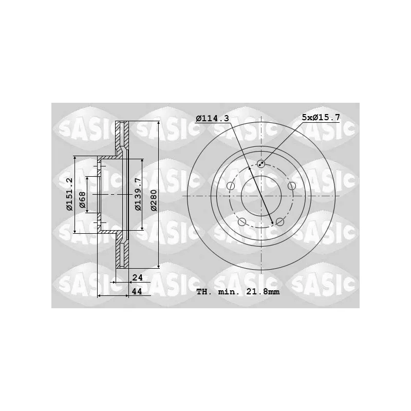 Jeu de 2 disques de frein avant SASIC 6104017