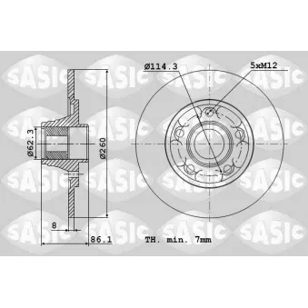 Jeu de 2 disques de frein arrière SASIC 6104029
