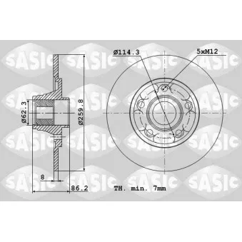 Jeu de 2 disques de frein arrière SASIC 6104035