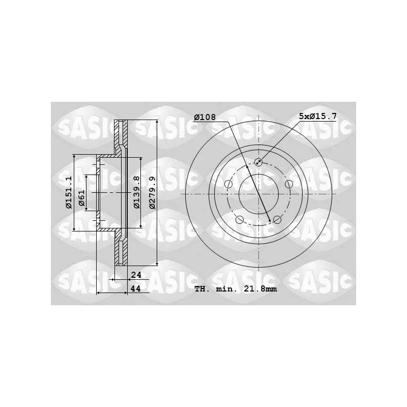 Jeu de 2 disques de frein avant SASIC 6104036