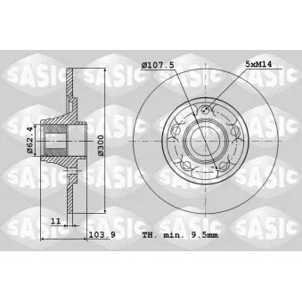 Jeu de 2 disques de frein arrière SASIC 6104045