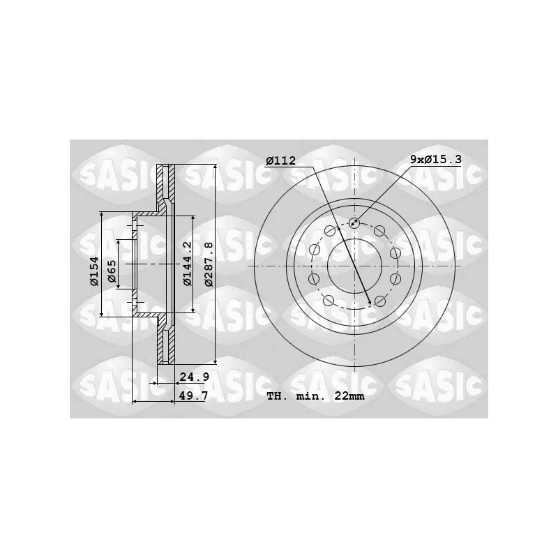 Jeu de 2 disques de frein avant SASIC 6106024