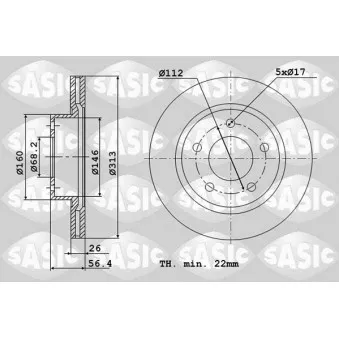Jeu de 2 disques de frein avant SASIC 6106032
