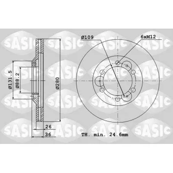 Jeu de 2 disques de frein avant SASIC 6106092