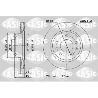 Jeu de 2 disques de frein avant SASIC 6106094