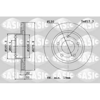 Jeu de 2 disques de frein avant SASIC 6106101