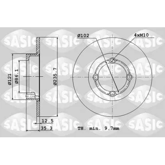 Jeu de 2 disques de frein avant SASIC 6106111
