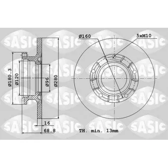 Jeu de 2 disques de frein arrière SASIC 6106145