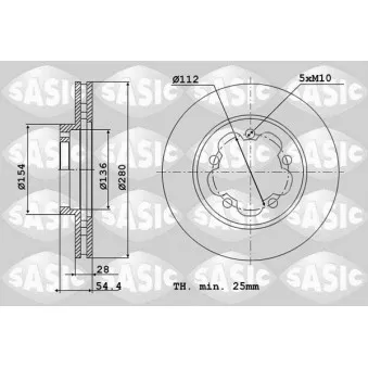 Jeu de 2 disques de frein avant SASIC 6106149