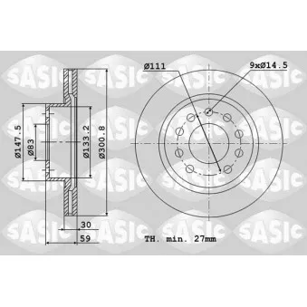 Jeu de 2 disques de frein avant SASIC 6106163