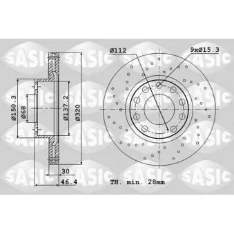 Jeu de 2 disques de frein avant SASIC 6106183