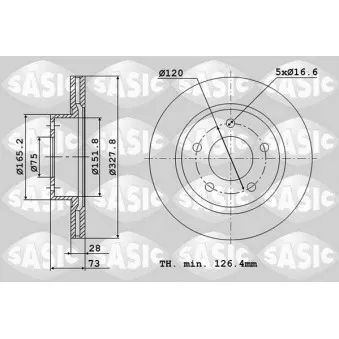 Jeu de 2 disques de frein avant SASIC 6106197