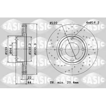 Jeu de 2 disques de frein avant SASIC 6106247