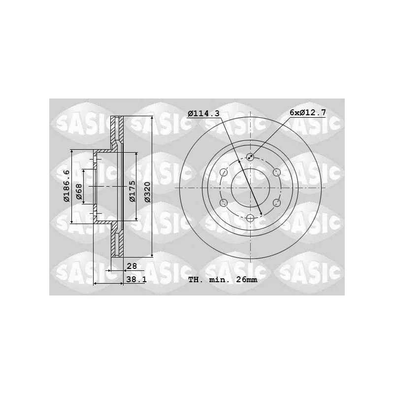 Jeu de 2 disques de frein avant SASIC 6106253