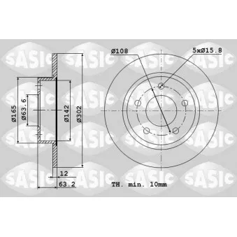 Jeu de 2 disques de frein avant SASIC 6106288