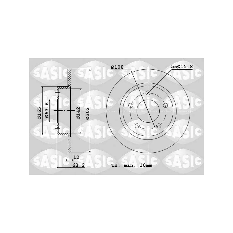 Jeu de 2 disques de frein avant SASIC 6106288