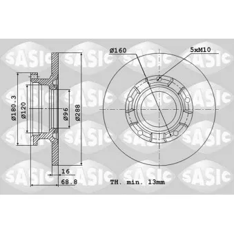 Jeu de 2 disques de frein arrière SASIC 6106298