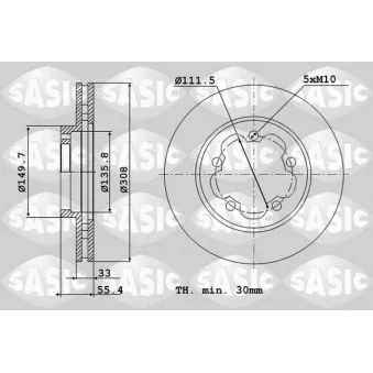 Jeu de 2 disques de frein avant SASIC 6106300