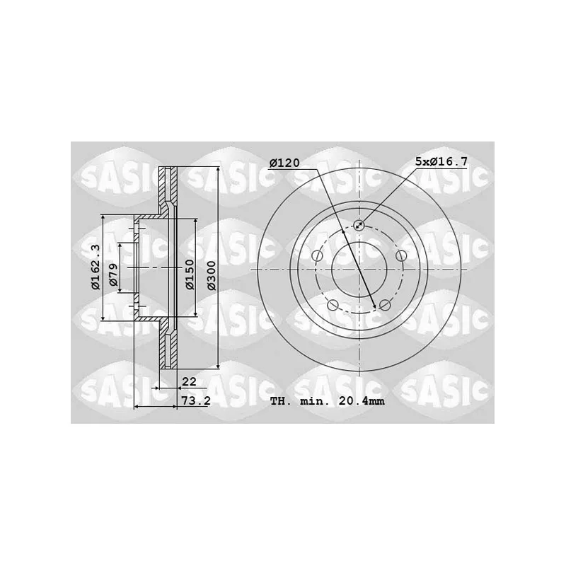 Jeu de 2 disques de frein avant SASIC 6106304