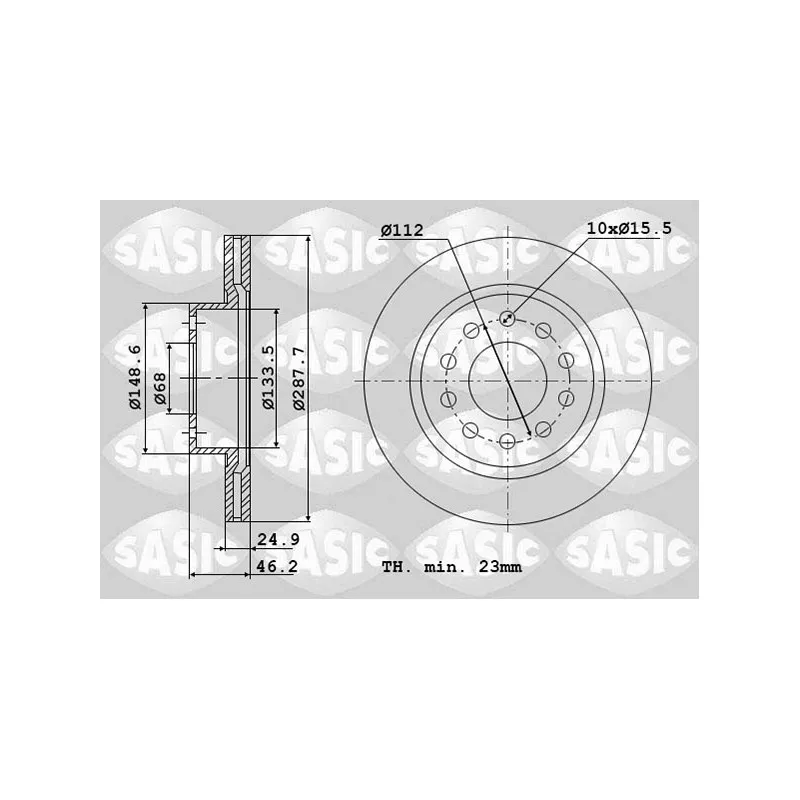 Jeu de 2 disques de frein avant SASIC 6106334