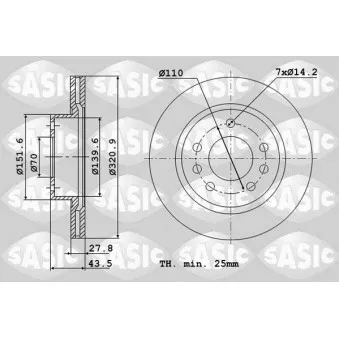 Jeu de 2 disques de frein avant SASIC 6106355