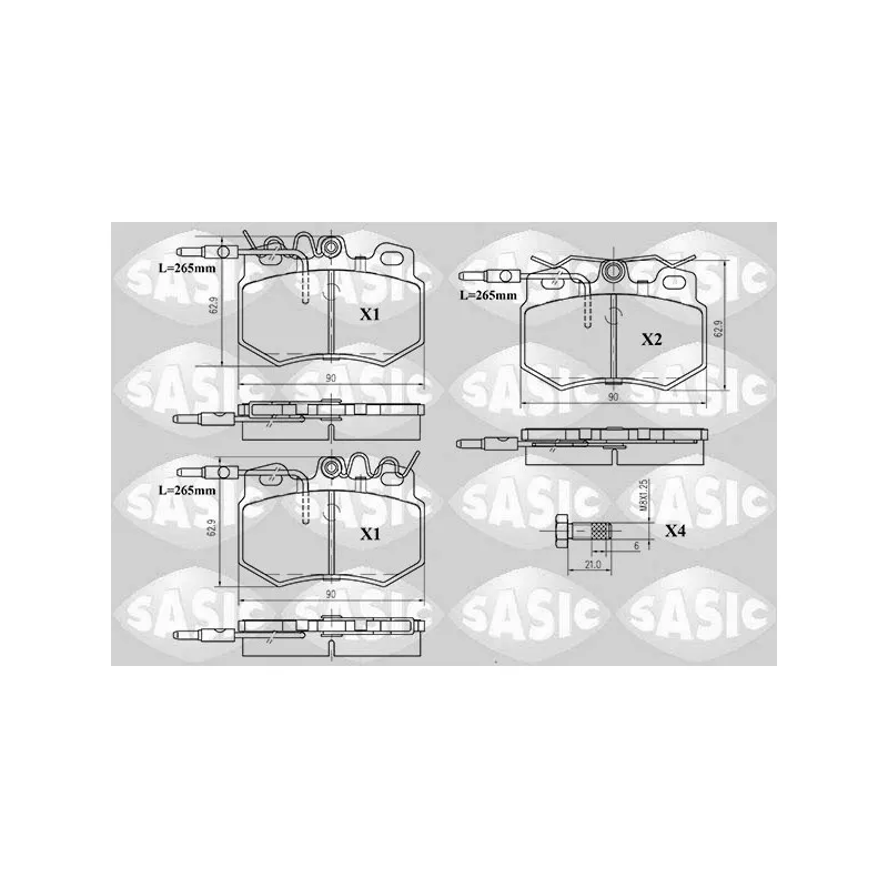 Jeu de 4 plaquettes de frein avant SASIC 6210042