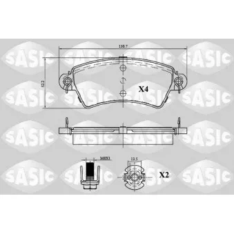 Jeu de 4 plaquettes de frein avant SASIC 6210045