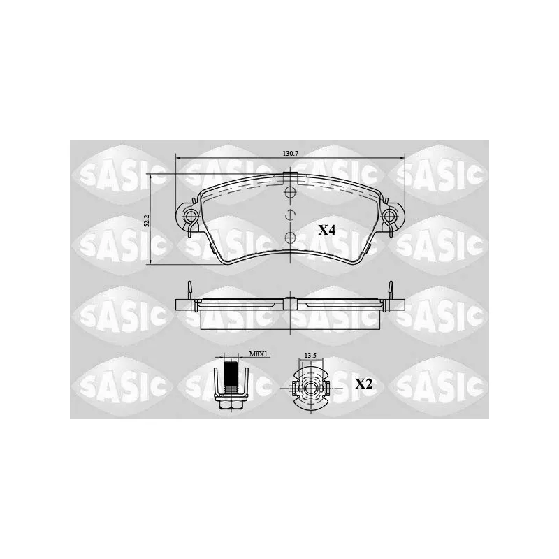 Jeu de 4 plaquettes de frein avant SASIC 6210045