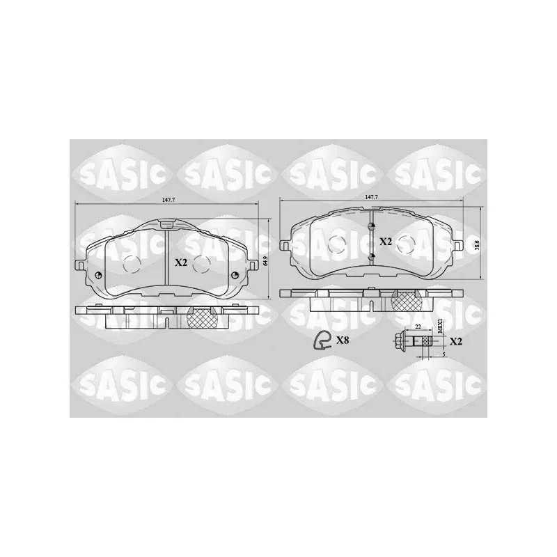 Jeu de 4 plaquettes de frein avant SASIC 6210051
