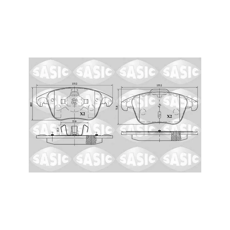 Jeu de 4 plaquettes de frein avant SASIC 6210054
