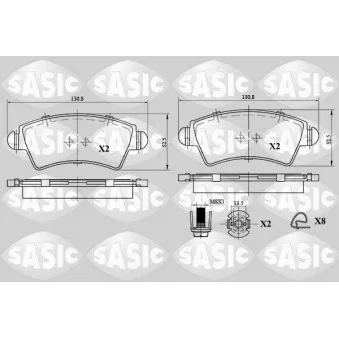 Jeu de 4 plaquettes de frein avant SASIC 6210056