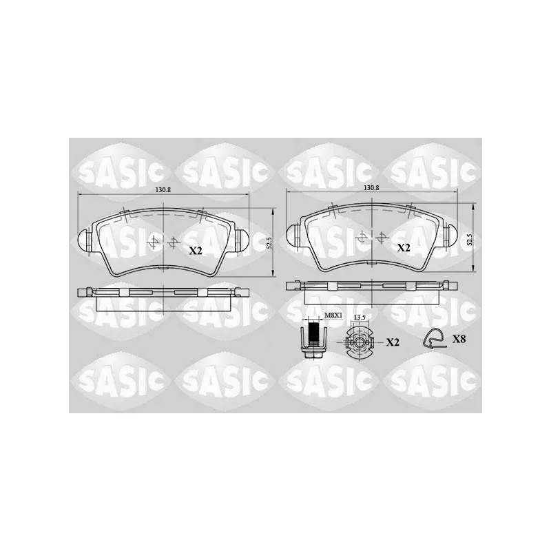 Jeu de 4 plaquettes de frein avant SASIC 6210056