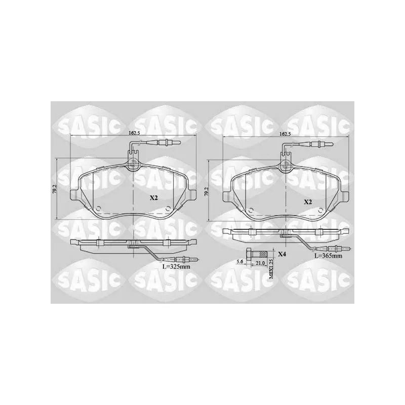 Jeu de 4 plaquettes de frein avant SASIC 6210057