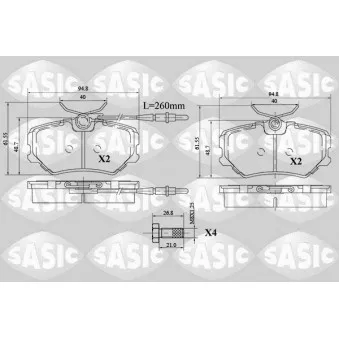Jeu de 4 plaquettes de frein avant SASIC 6210063