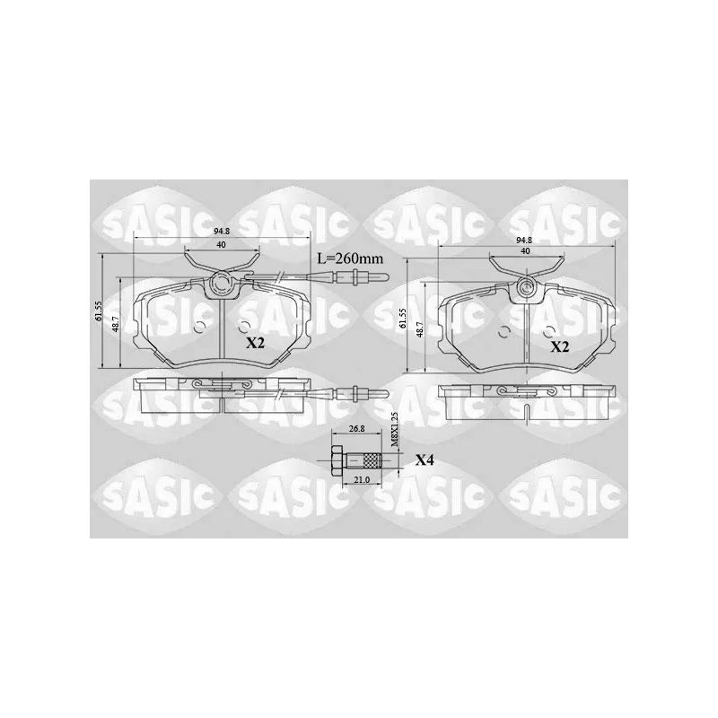 Jeu de 4 plaquettes de frein avant SASIC 6210063