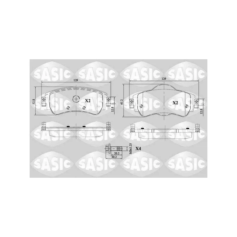 Jeu de 4 plaquettes de frein avant SASIC 6210066