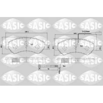 Jeu de 4 plaquettes de frein avant SASIC 6210069