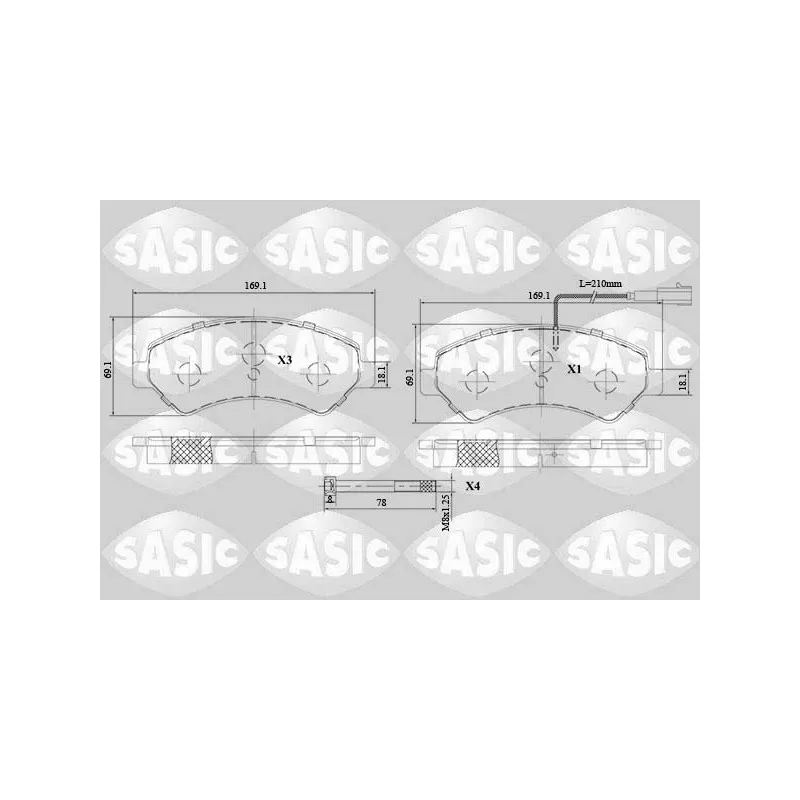 Jeu de 4 plaquettes de frein avant SASIC 6210069
