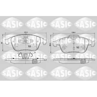 Jeu de 4 plaquettes de frein avant SASIC 6214027