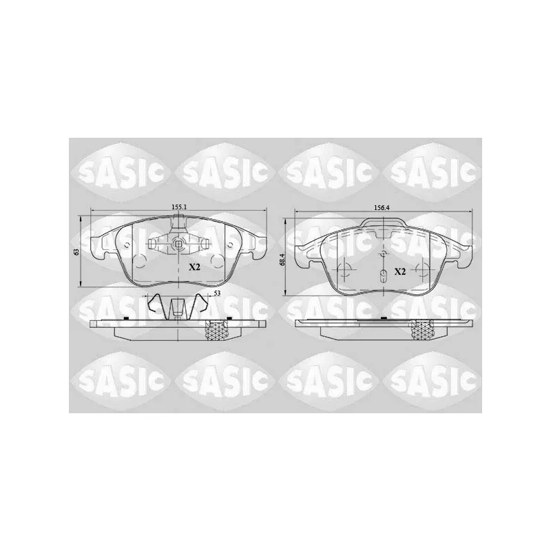 Jeu de 4 plaquettes de frein avant SASIC 6214027