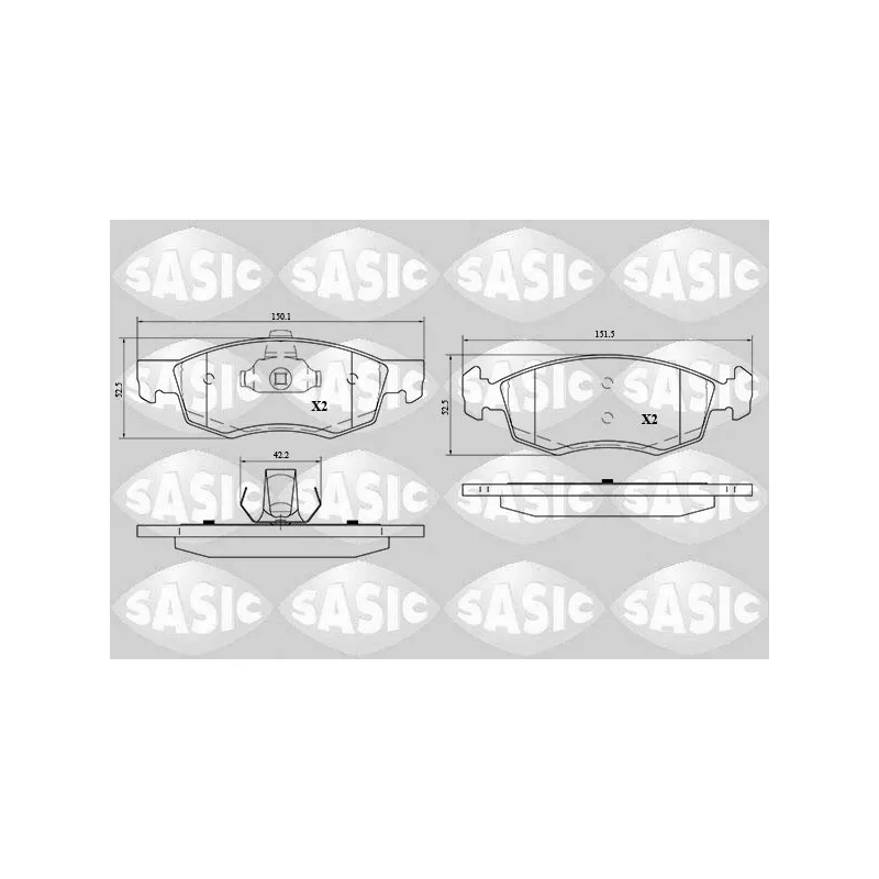 Jeu de 4 plaquettes de frein avant SASIC 6214030