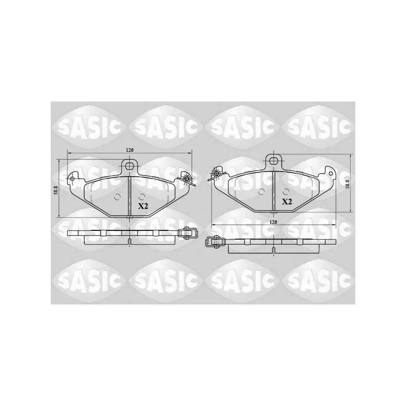 Jeu de 4 plaquettes de frein arrière SASIC 6214031