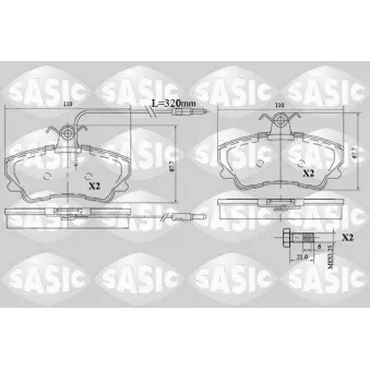 Jeu de 4 plaquettes de frein avant SASIC 6214032