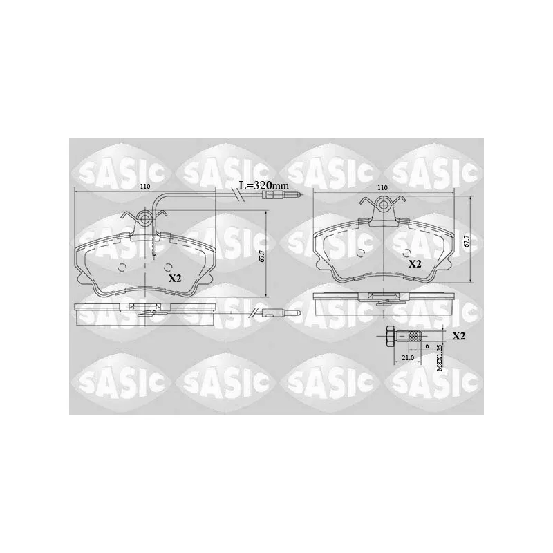 Jeu de 4 plaquettes de frein avant SASIC 6214032