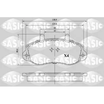 Jeu de 4 plaquettes de frein avant SASIC 6214033
