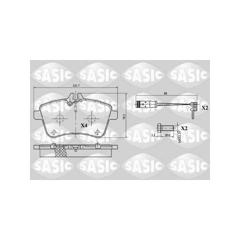 Jeu de 4 plaquettes de frein avant SASIC 6216034
