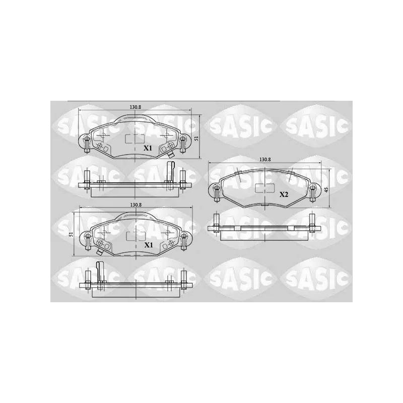 Jeu de 4 plaquettes de frein avant SASIC 6216035