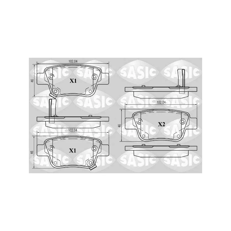 Jeu de 4 plaquettes de frein arrière SASIC 6216037